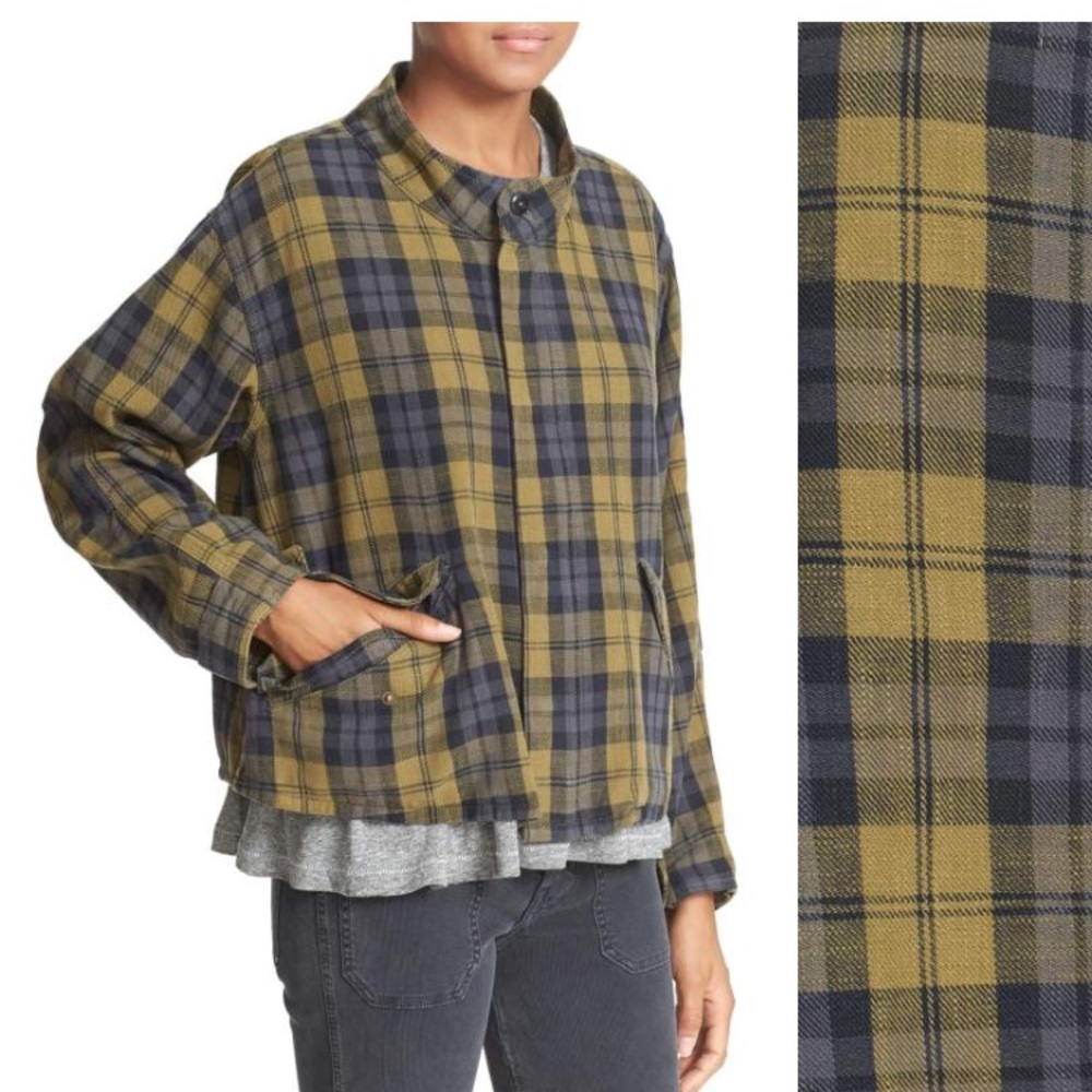 The Great plaid cotton zip up swing jacket